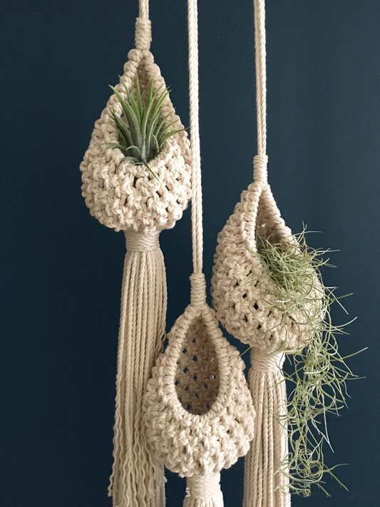 Makramee Pflanzenhänger Boho – Handgemacht Deko Hänger - Garten & Outdoor | BEST-AMBIENCE