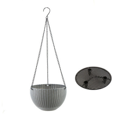Hängepflanzenkorb geflochten mit Kette – Balkon & Garten in Grau | BEST-AMBIENCE