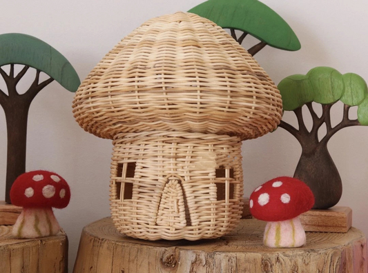 Rattan-Pilzhaus Deko | Handgeflochtenes Garten-Ornament - Garten & Outdoor | BEST-AMBIENCE