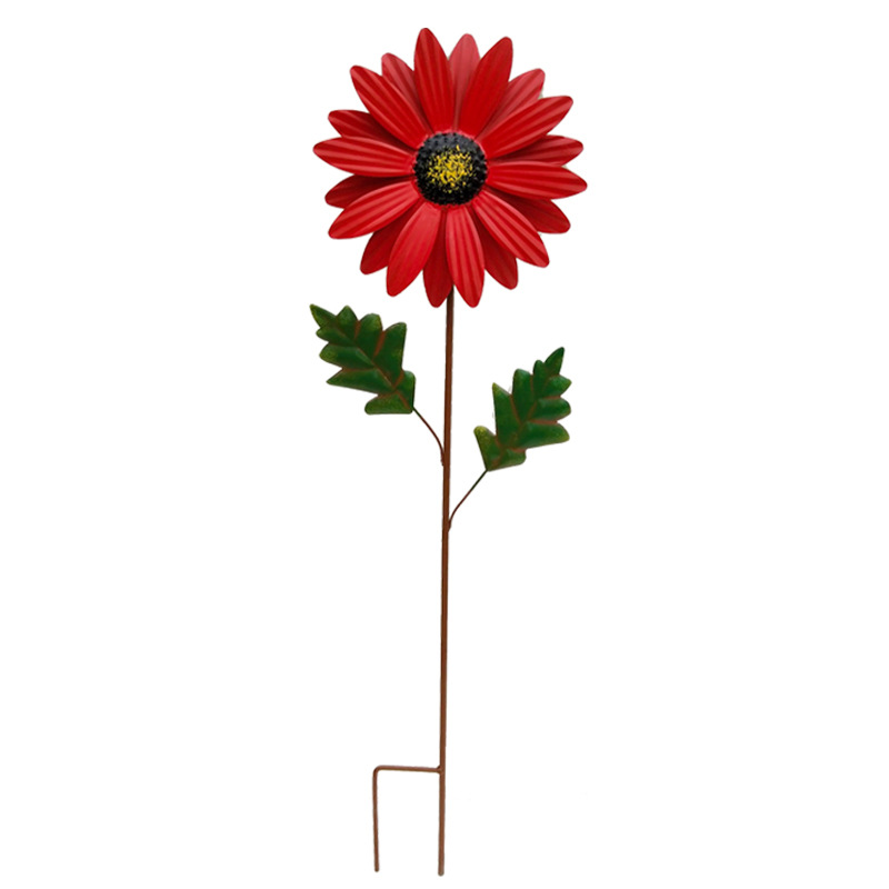 Metall-Blumenstecker Sonnenblume bunt – Gartendeko in Rot | BEST-AMBIENCE