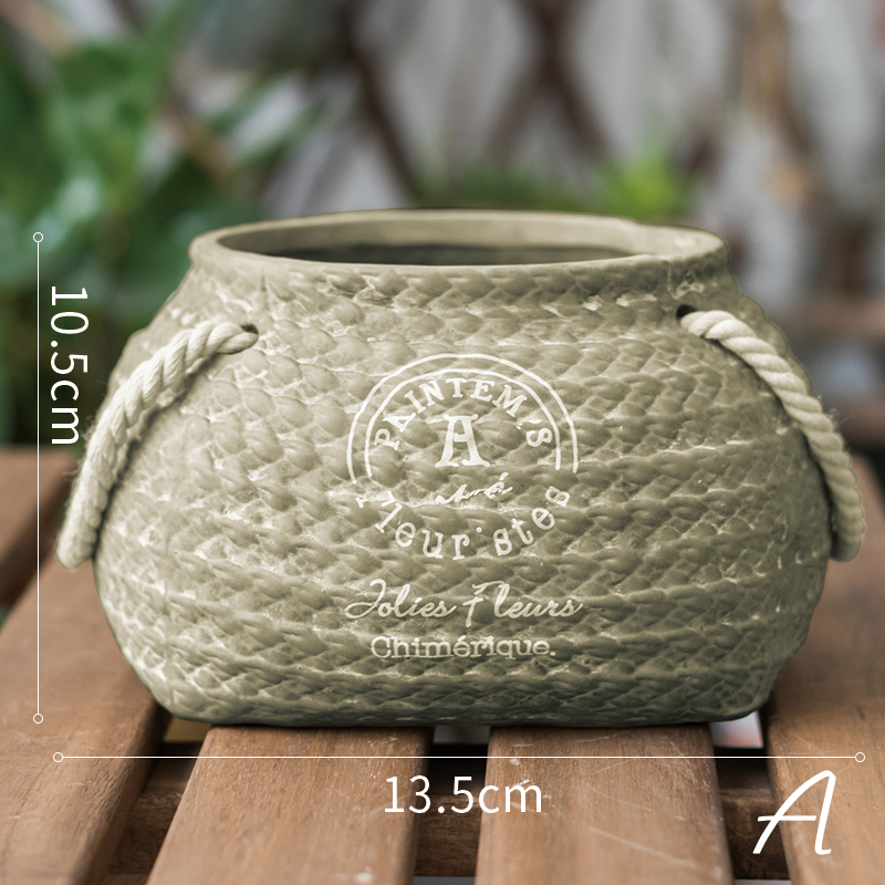Blumentopf Keramik mit Seilgriffen – Deko Pflanztopf - Detailansicht 6 | BEST-AMBIENCE