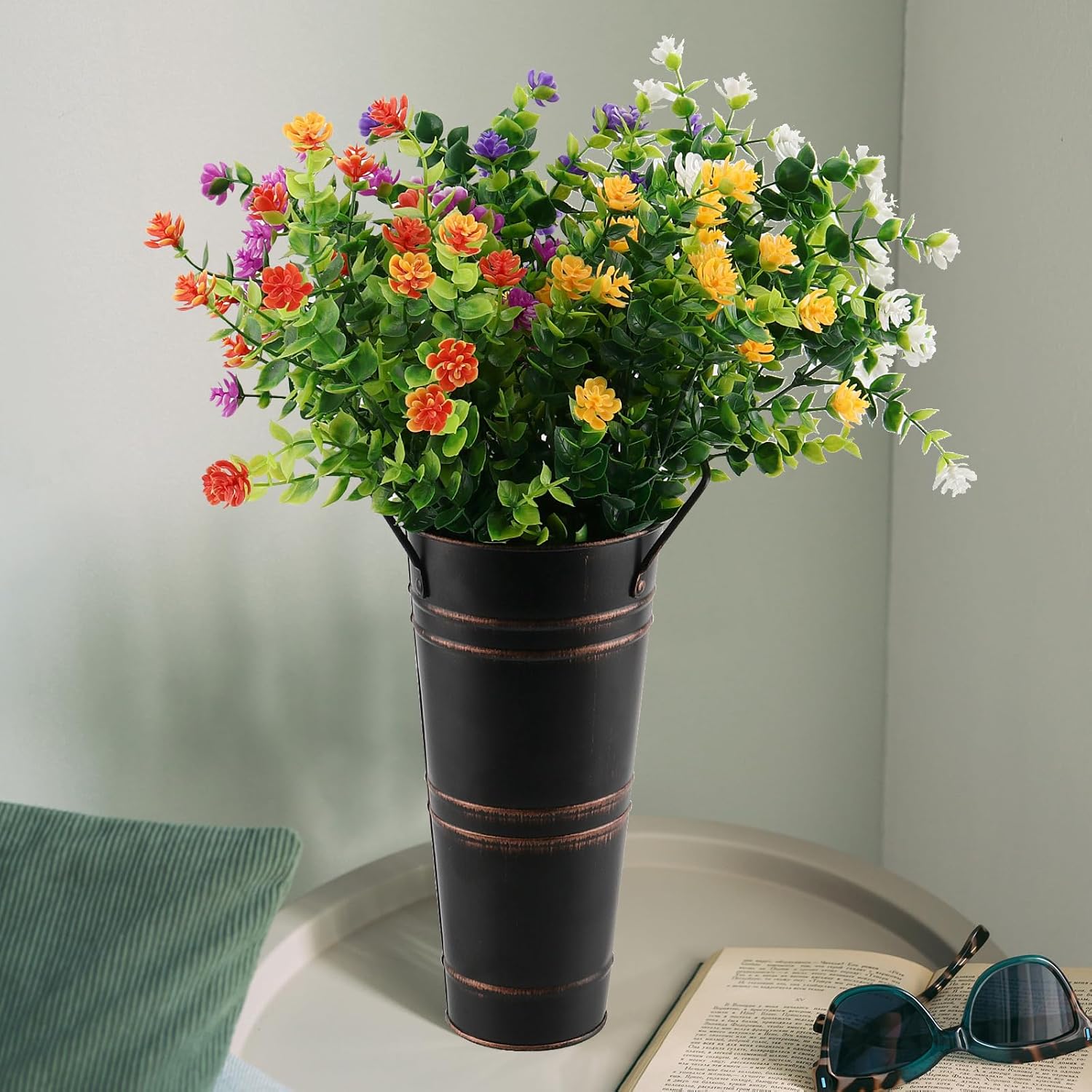 Metallblumentopf Vintage mit Griffen – Retro Dekoeimer – Detailansicht 9 | BEST-AMBIENCE