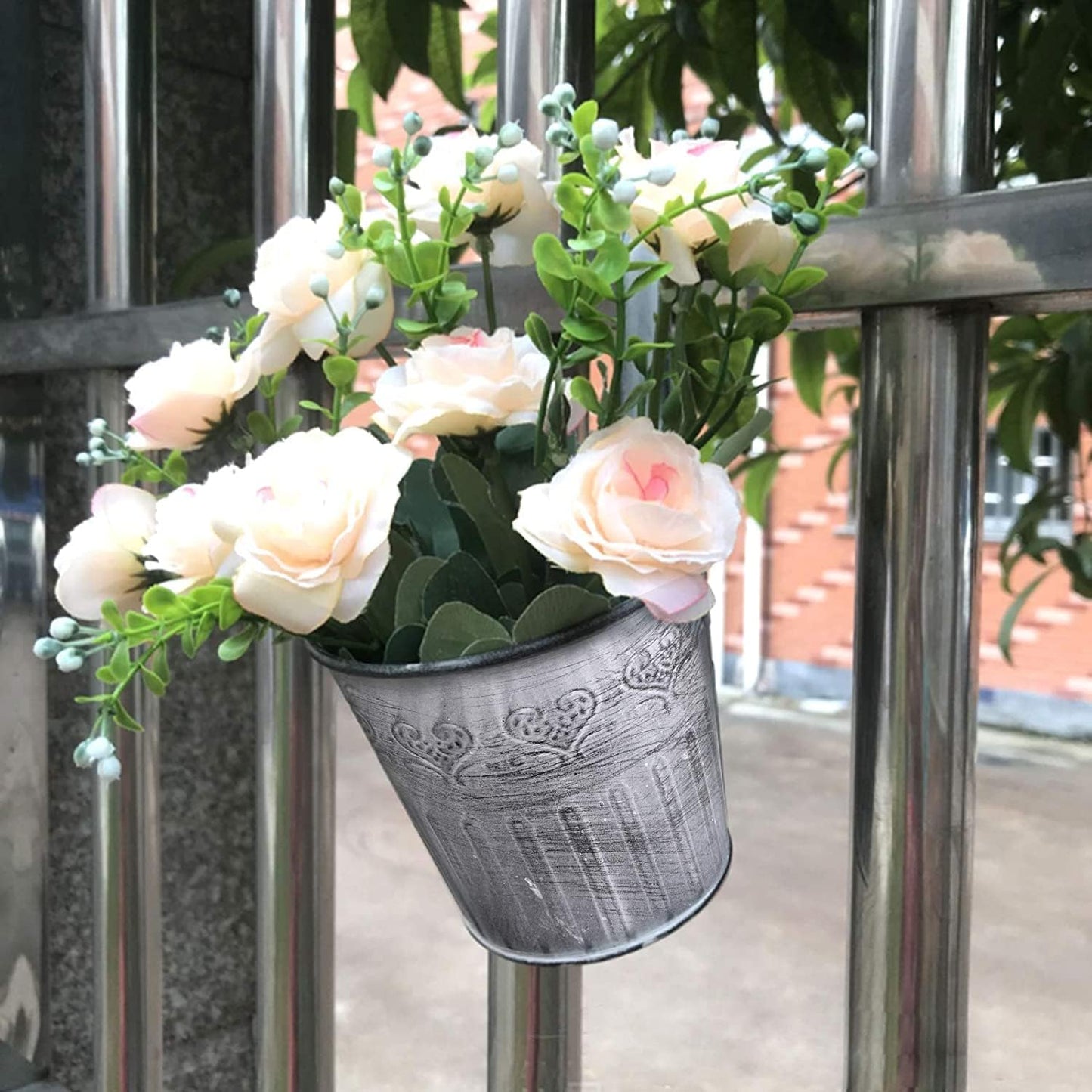 Vintage Hängeblumentopf Metall – Innen & Außen Deko – Detailansicht 8 | BEST-AMBIENCE