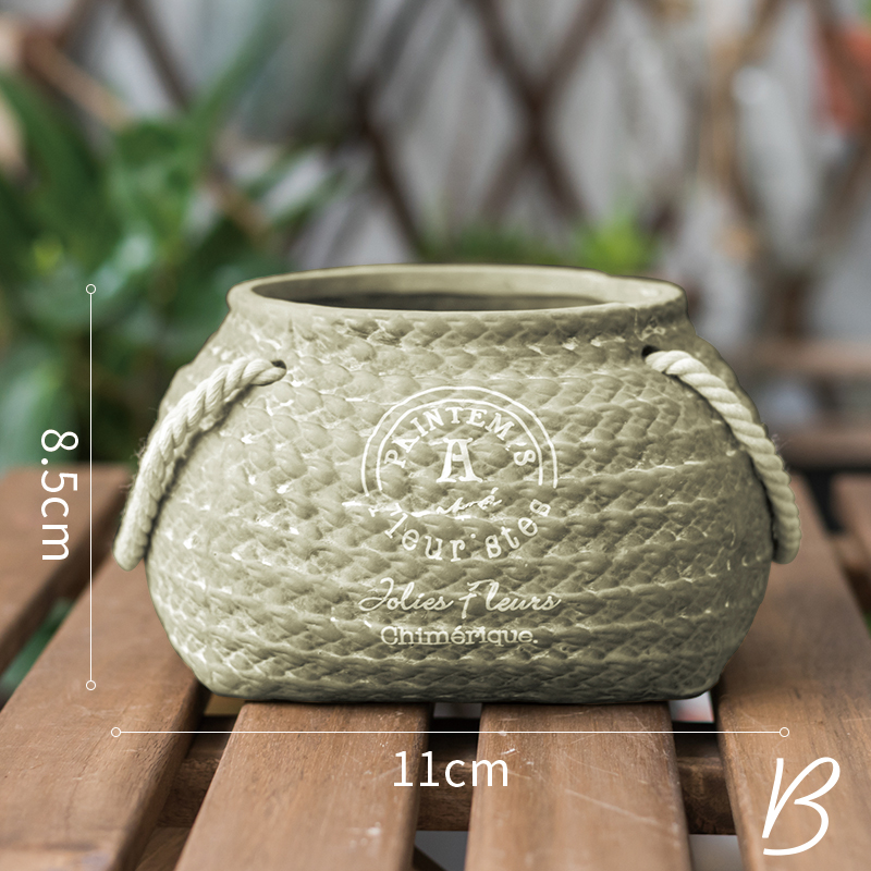 Blumentopf Keramik mit Seilgriffen – Deko Pflanztopf - Detailansicht 8 | BEST-AMBIENCE