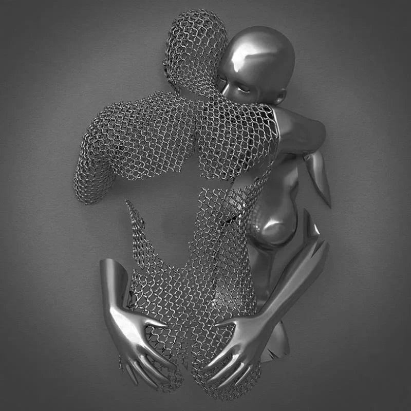 Romantisches Canvas-Bild mit Metallfigur – Moderne Deko in Silbergrau (Ohne Rahmen) | BEST-AMBIENCE