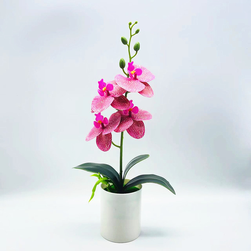 Kunstorchidee Tischdeko – Künstliche Blume Wohnzimmer in 4 Phalaenopsis-Muster Lila | BEST-AMBIENCE