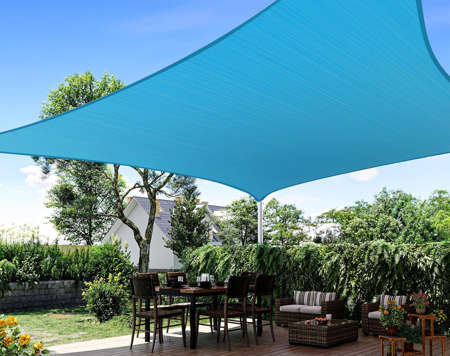 Sonnensegel Rechteck UV-Schutz mit Seil – Schattensegel - Detailansicht 4 | BEST-AMBIENCE