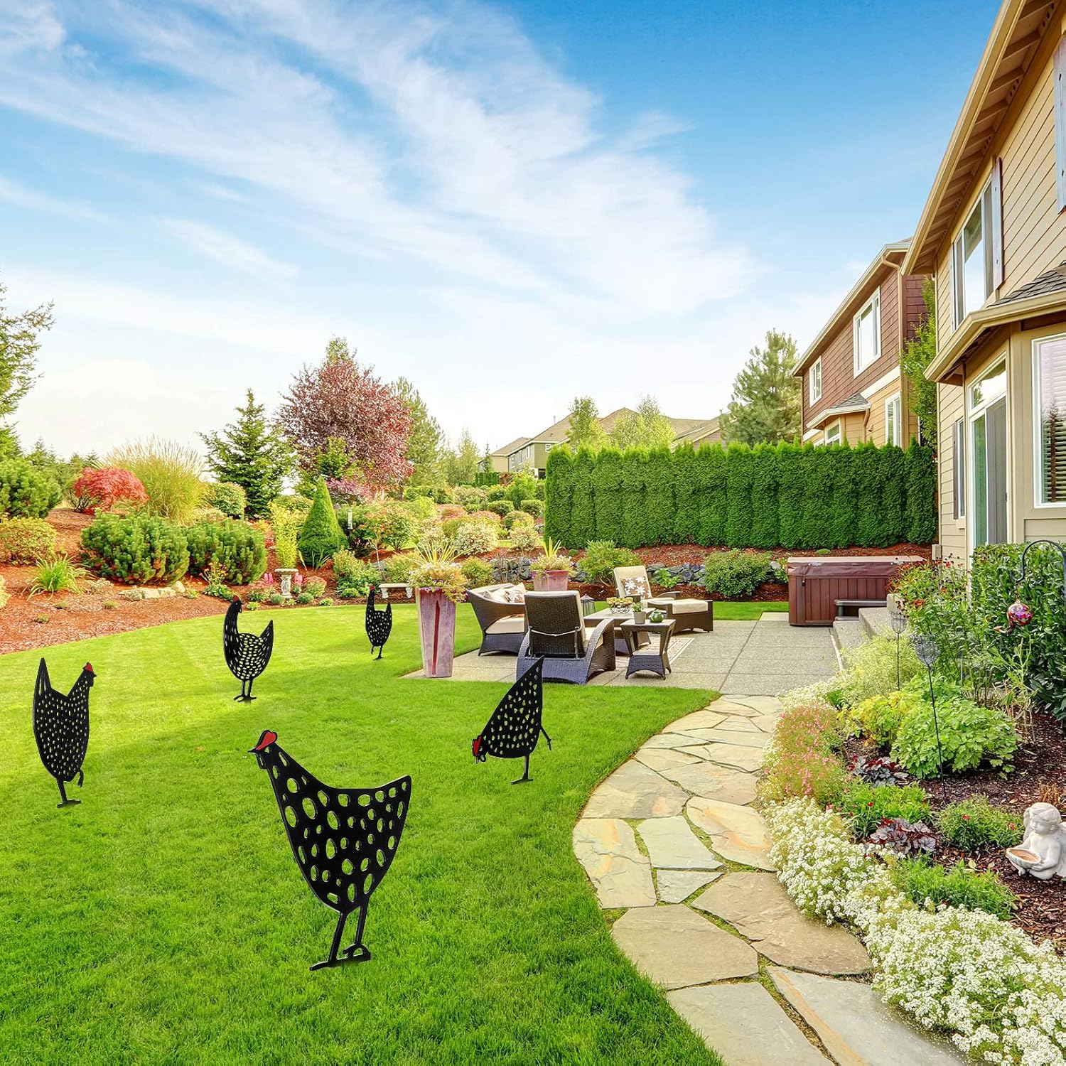 Metall-Hühner Gartenstecker Set – Deko Außenbereich - Detailansicht 10 | BEST-AMBIENCE