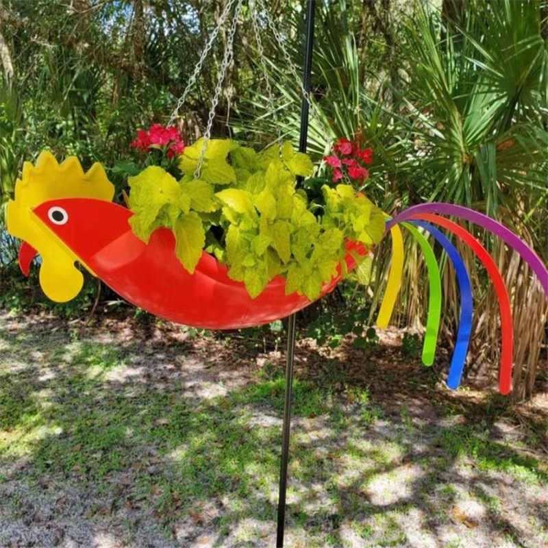 Hänge-Pflanzkorb Huhn-Motiv – Blumentopf Garten Deko - Detailansicht 3 | BEST-AMBIENCE