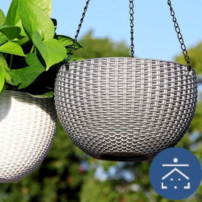 Hängepflanzenkorb geflochten mit Kette – Balkon & Garten – Detailansicht 5 | BEST-AMBIENCE
