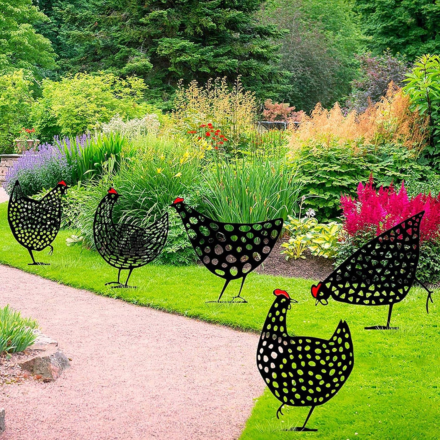 Metall-Hühner Gartenstecker Set – Deko Außenbereich - Detailansicht 5 | BEST-AMBIENCE