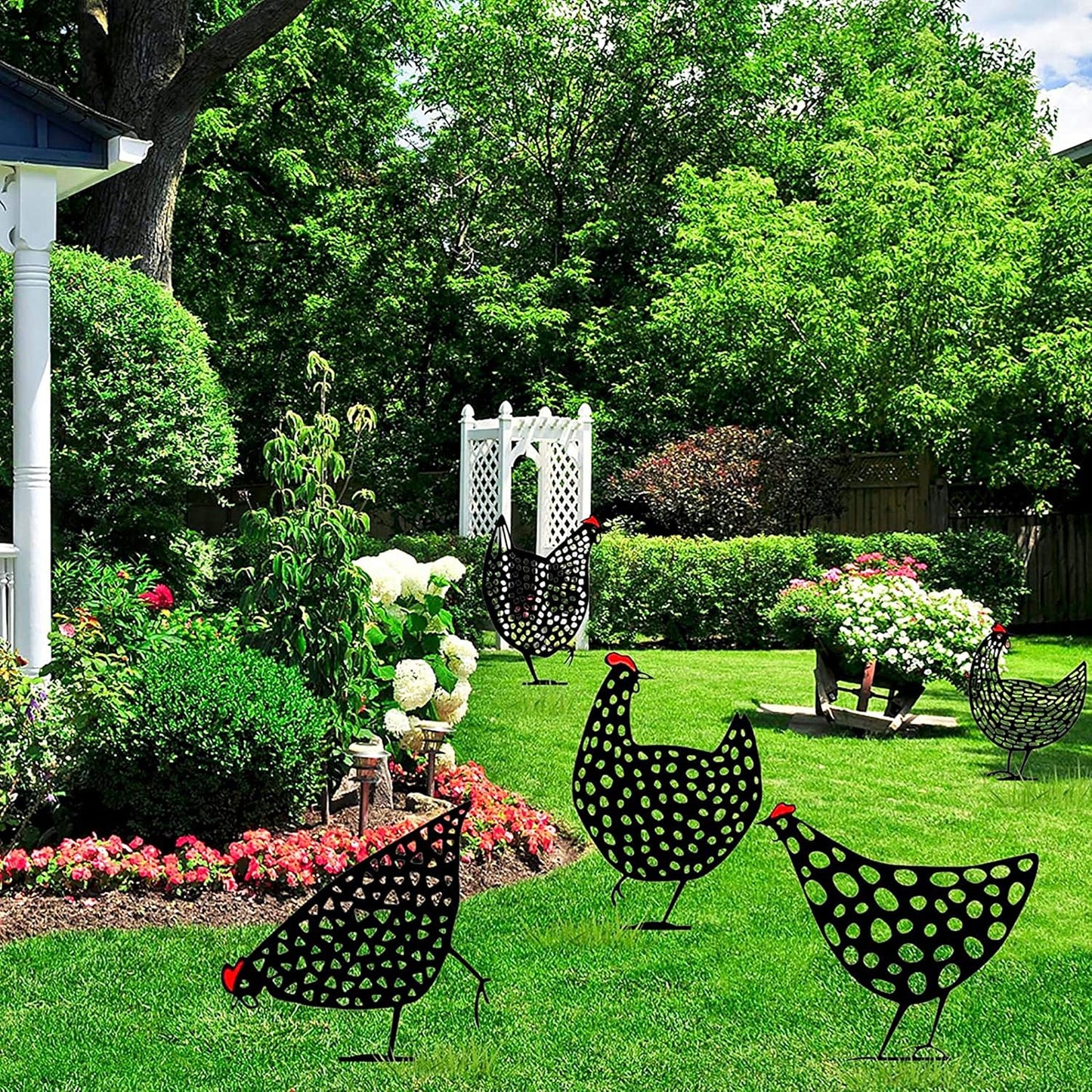 Metall-Hühner Gartenstecker Set – Deko Außenbereich - Detailansicht 6 | BEST-AMBIENCE
