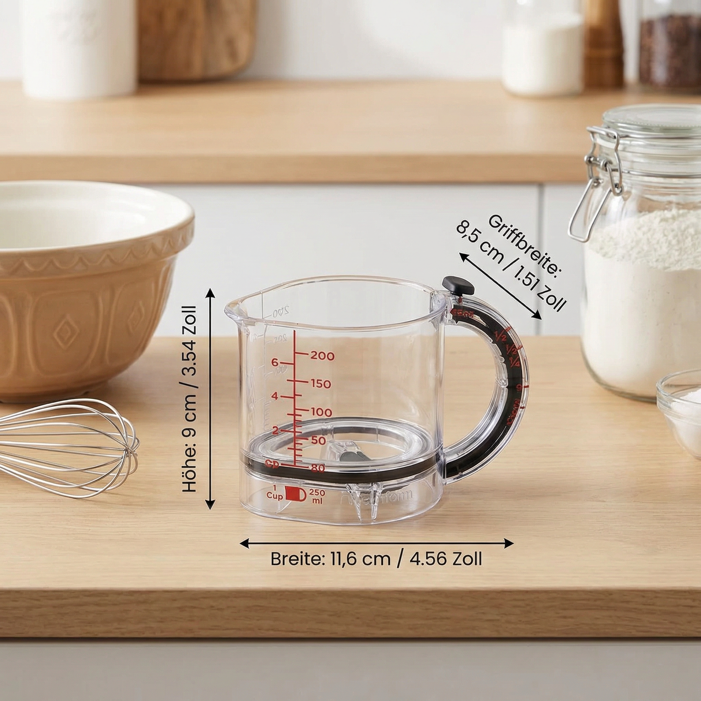 Messbecher verstellbar mit Schaber – Küchen-Messhelfer - Detailansicht 5 | BEST-AMBIENCE