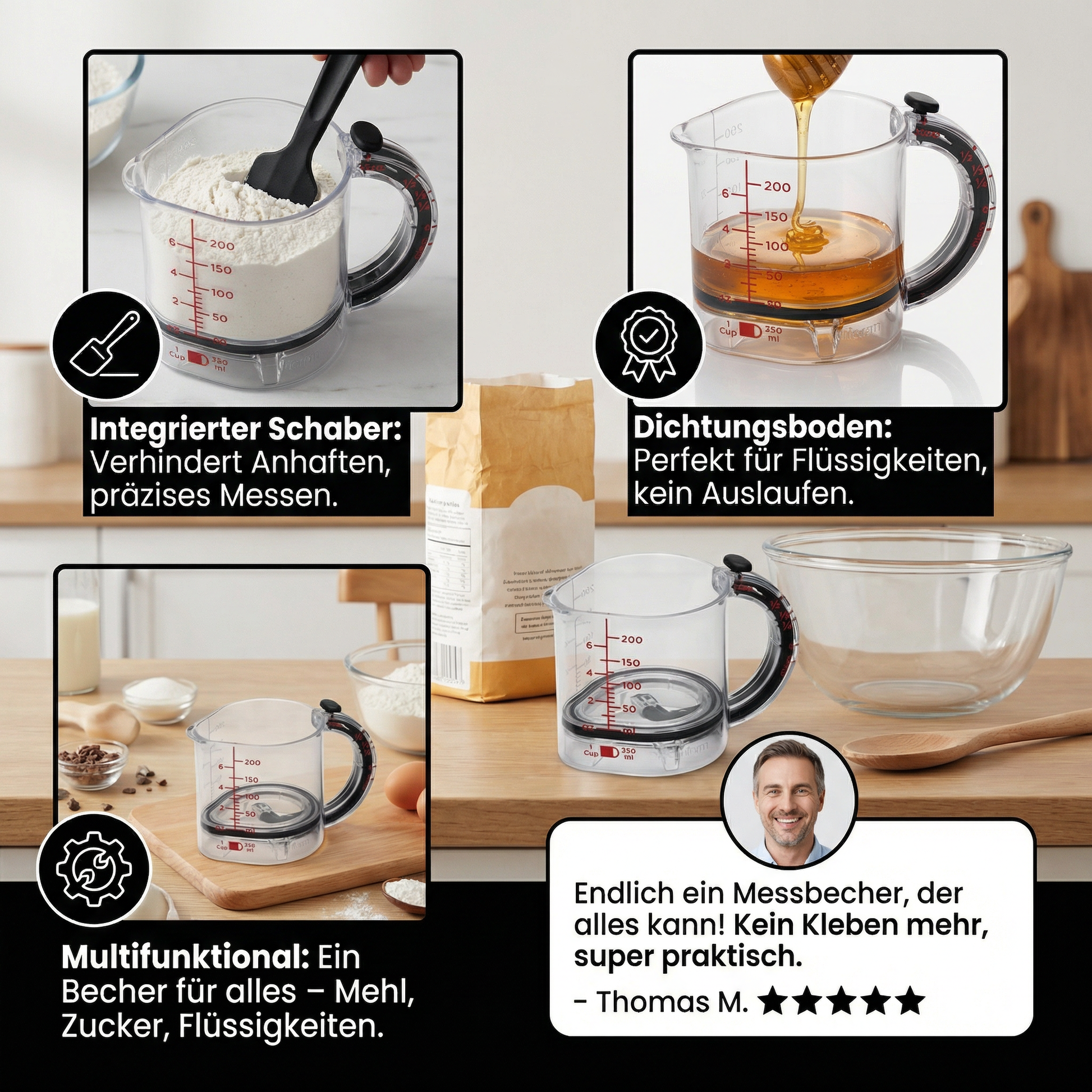 Messbecher verstellbar mit Schaber – Küchen-Messhelfer - Detailansicht 3 | BEST-AMBIENCE
