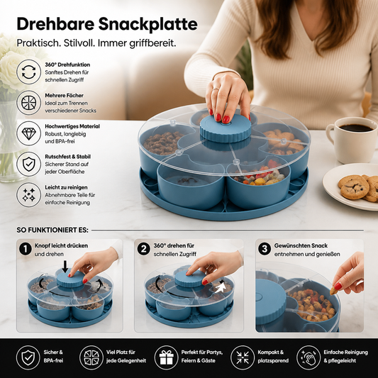 Drehbare Snackschale mit Fächern – Servierteller 360° - Detailansicht 2 | BEST-AMBIENCE