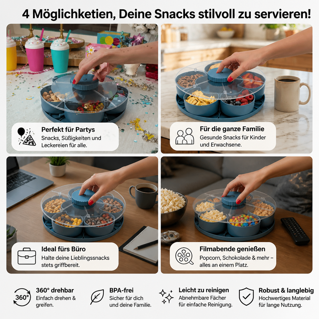 Drehbare Snackschale mit Fächern – Servierteller 360° - Detailansicht 4 | BEST-AMBIENCE