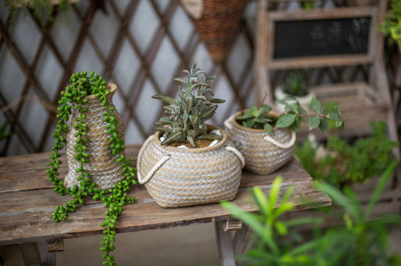 Blumentopf Keramik mit Seilgriffen – Deko Pflanztopf - Detailansicht 12 | BEST-AMBIENCE