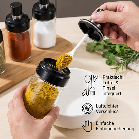 Gewürzglas-Set mit Löffel und Pinsel – Küchenbehälter - Detailansicht 2 | BEST-AMBIENCE