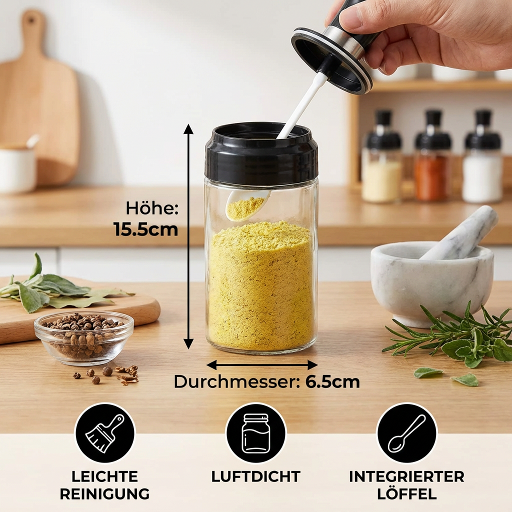 Gewürzglas-Set mit Löffel und Pinsel – Küchenbehälter - Detailansicht 5 | BEST-AMBIENCE