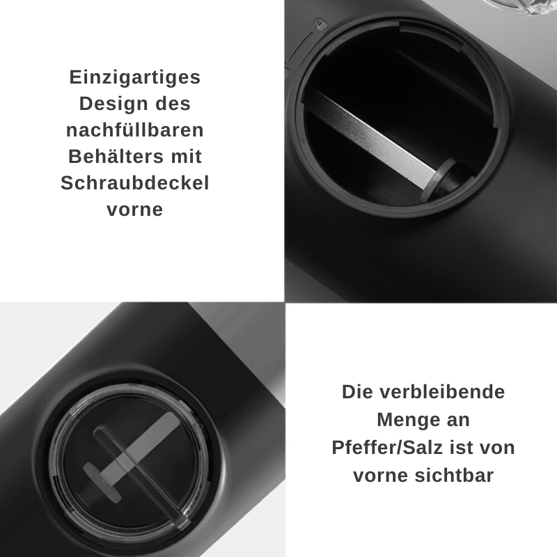 Gewürzmühlen-Set - Akku, Beleuchtung, einstellbare Körnung, größe Öffnung