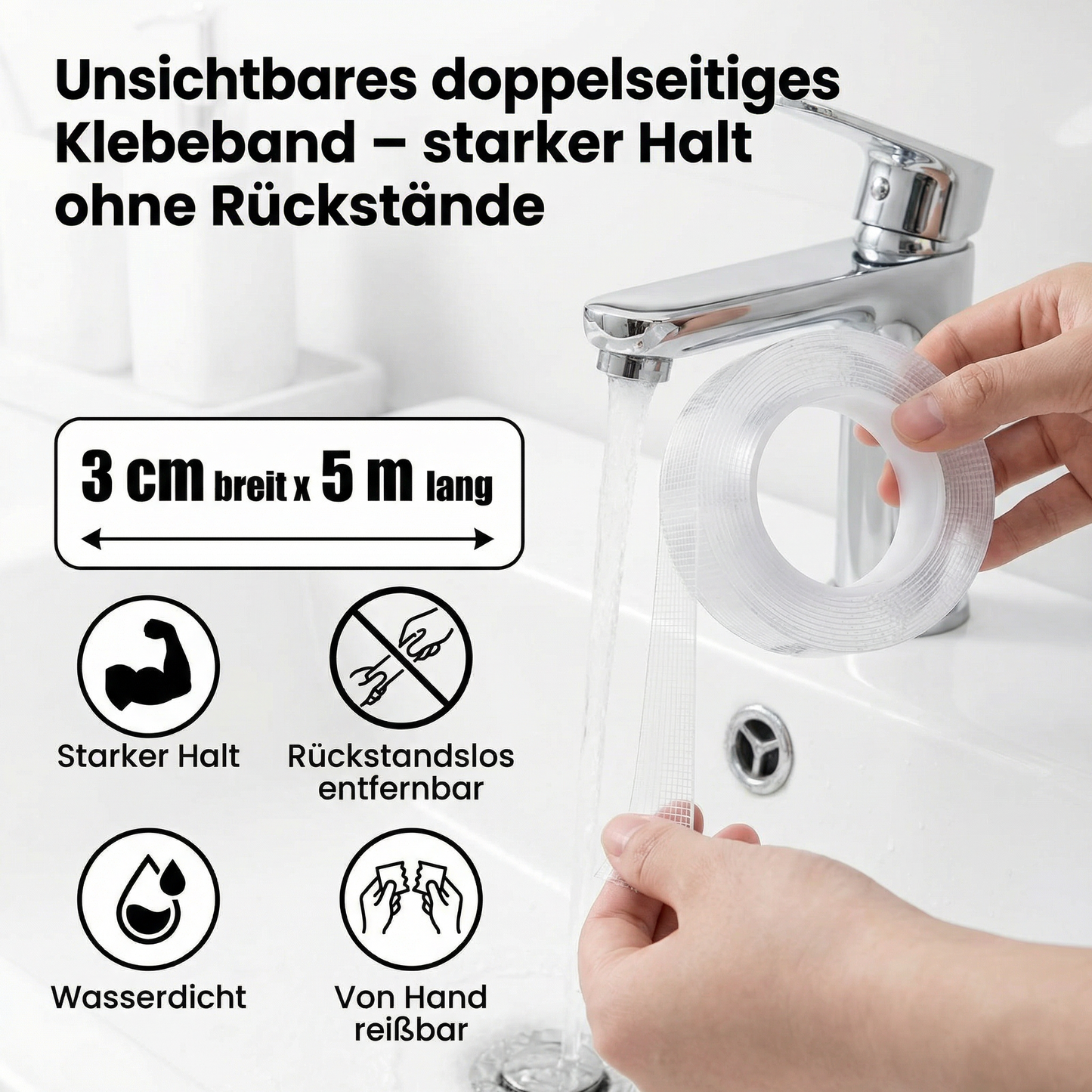 Doppelseitiges Klebeband – stark, unsichtbar, rückstandsfrei - Detailansicht 5 | BEST-AMBIENCE