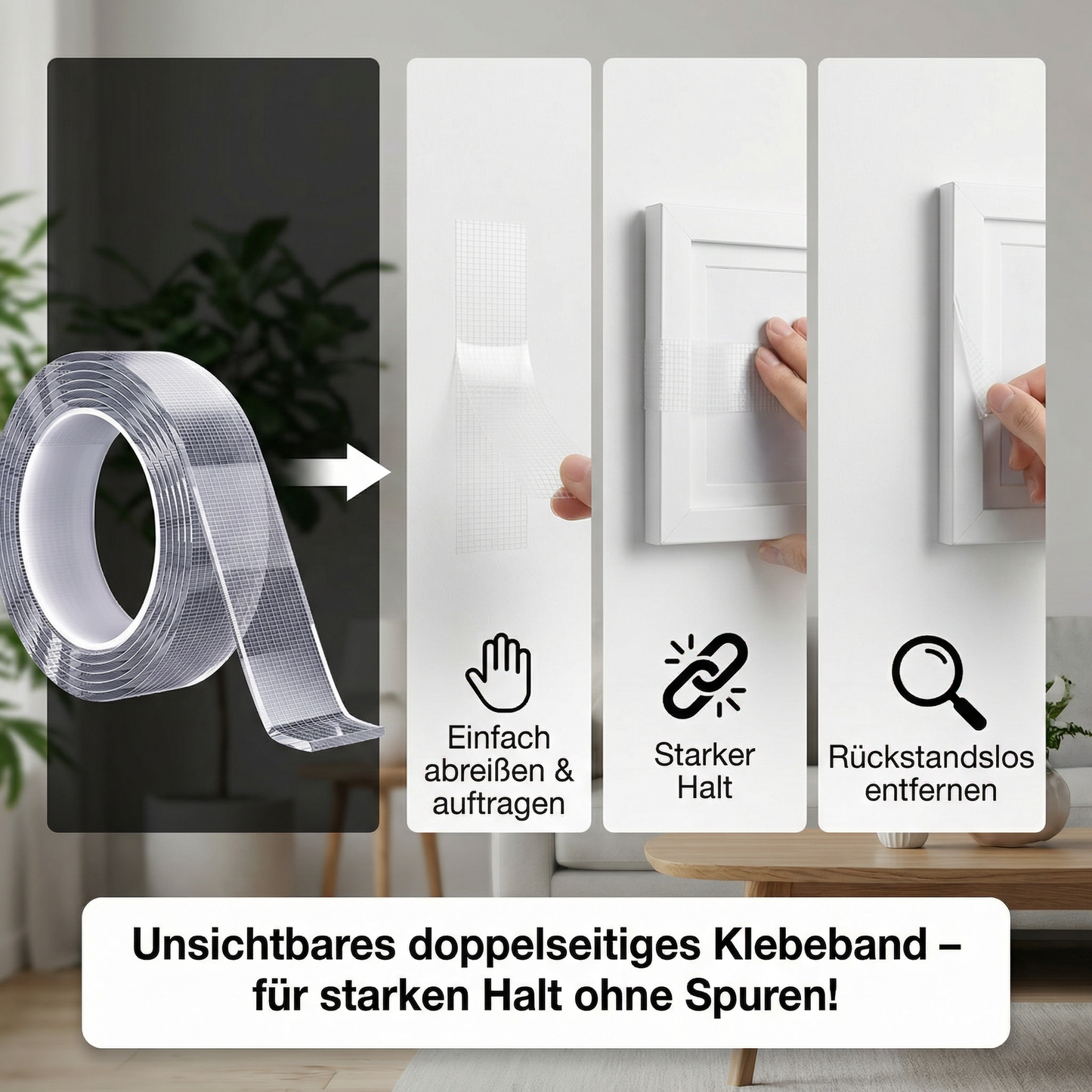 Doppelseitiges Klebeband – stark, unsichtbar, rückstandsfrei - Detailansicht 2 | BEST-AMBIENCE