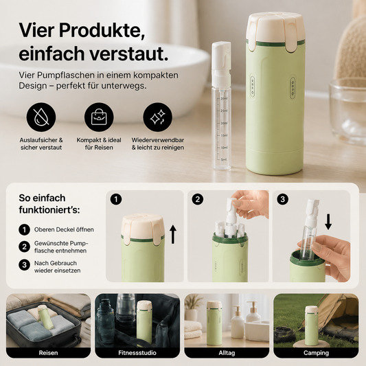 Reise-Set 4in1: Auslaufsichere Kosmetikflaschen-Set - Detailansicht 2 | BEST-AMBIENCE