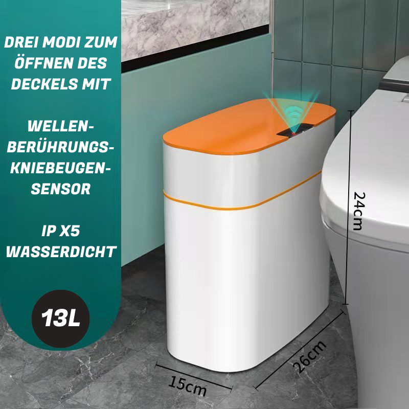 Hygieneeimer Elegant - Spritzwasser geschützt, Sensor, drei Automation erklärt Müll toilette fußkontakt Kniesensor wc gäste orange