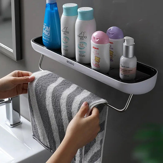 Badezimmer-Organizer ohne Bohren – Wandregal mit Handtuchhalter & Stauraum