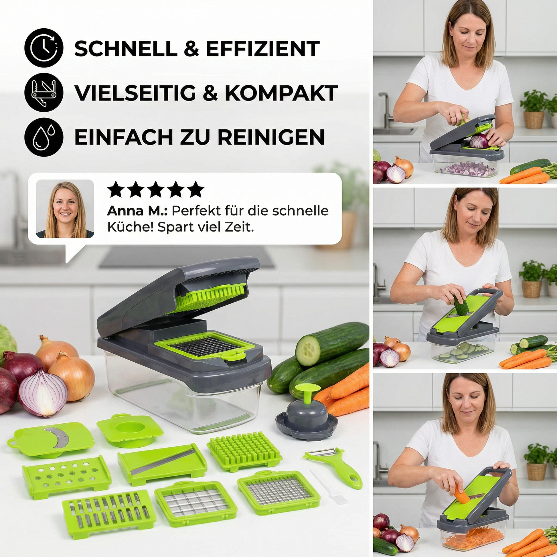 Gemüseschneider 15-in-1 – Schneiden, Würfeln & Raspeln - Detailansicht 5 | BEST-AMBIENCE