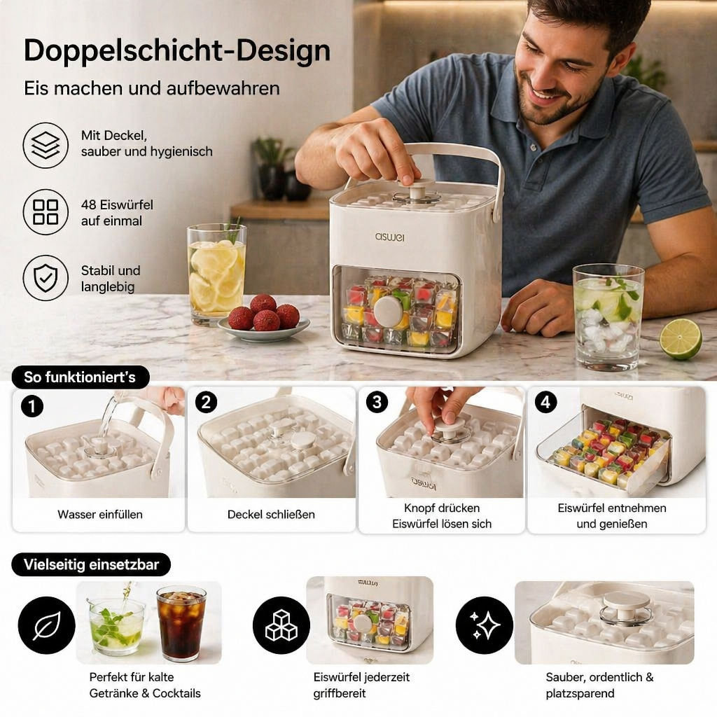 Eiswürfelform 48er mit Box – 2-in-1 Doppel-Set - Detailansicht 3 | BEST-AMBIENCE