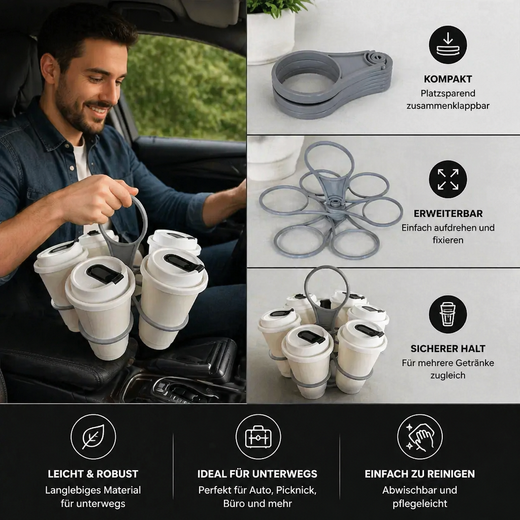 Drehbarer Becherhalter faltbar – 6 Plätze für Gläser - Detailansicht 3 | BEST-AMBIENCE