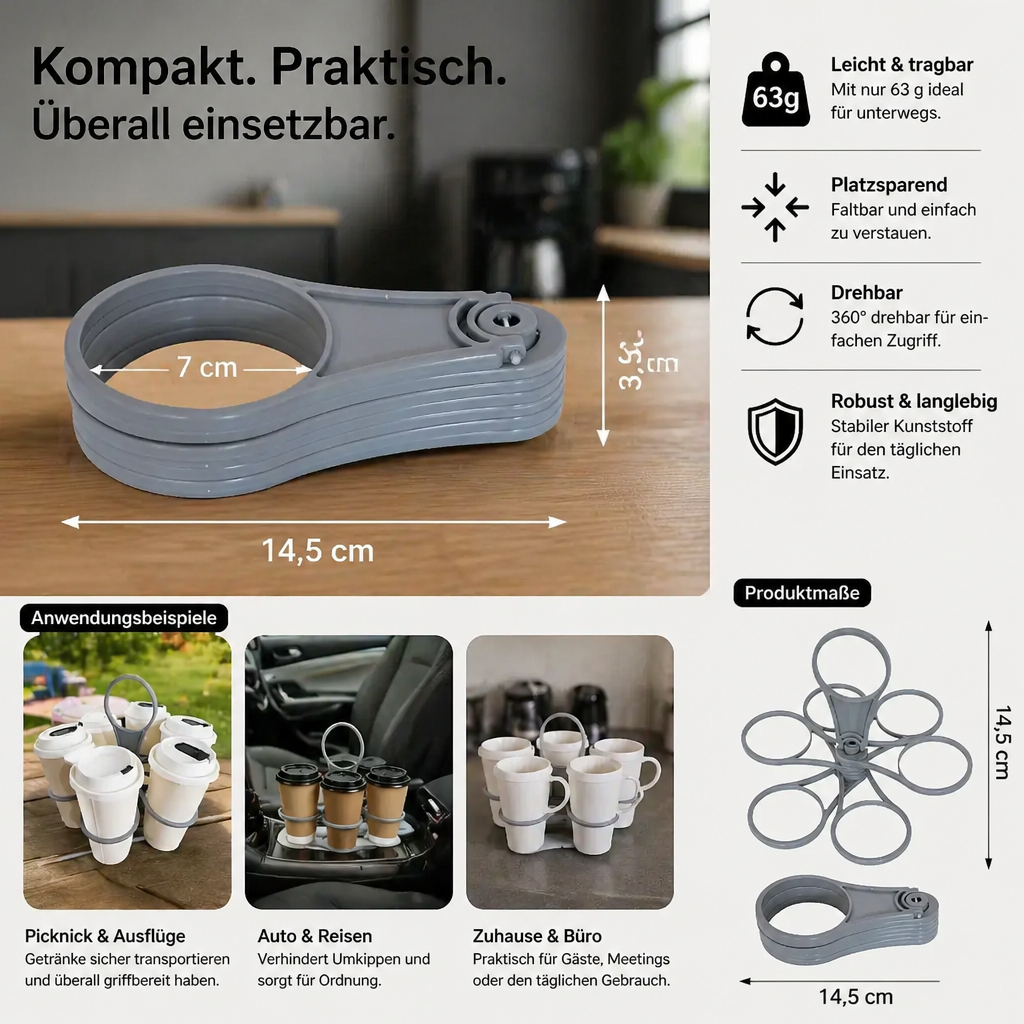 Drehbarer Becherhalter faltbar – 6 Plätze für Gläser - Detailansicht 6 | BEST-AMBIENCE
