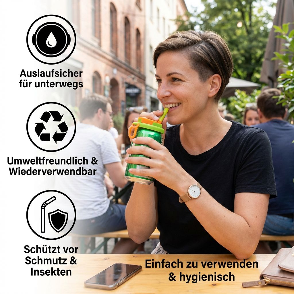 Silikon-Dosendeckel mit Strohhalm, auslaufsicher, 2er-Set - Detailansicht 3 | BEST-AMBIENCE