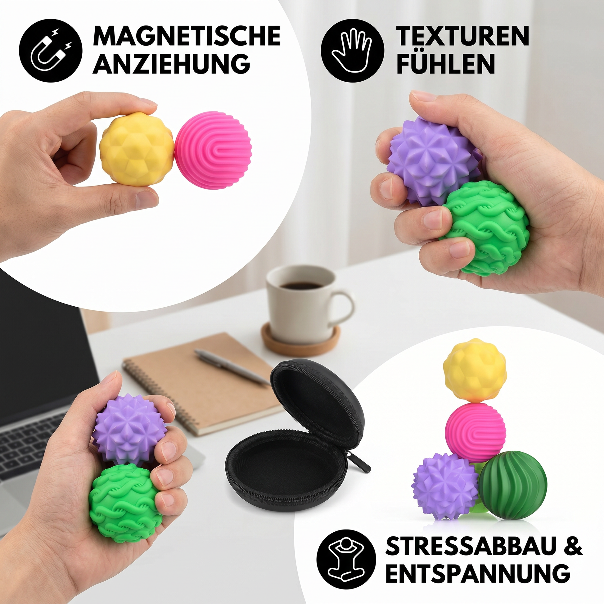 Stressball Silikonkugeln magnetisch – Entspannung & Fokus - Detailansicht 2 | BEST-AMBIENCE