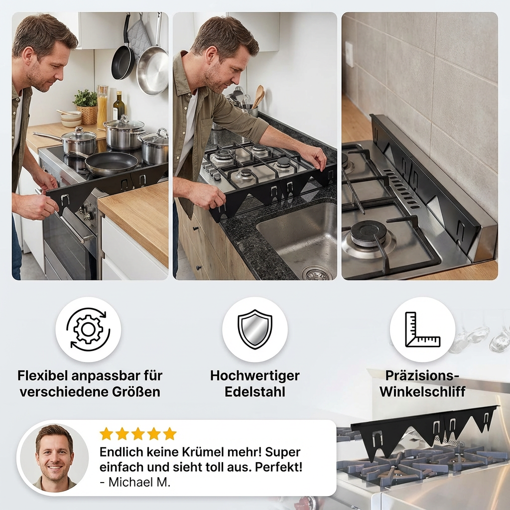 Herdspaltabdeckung verstellbar – Küchenspalt Abdeckung - Detailansicht 3 | BEST-AMBIENCE