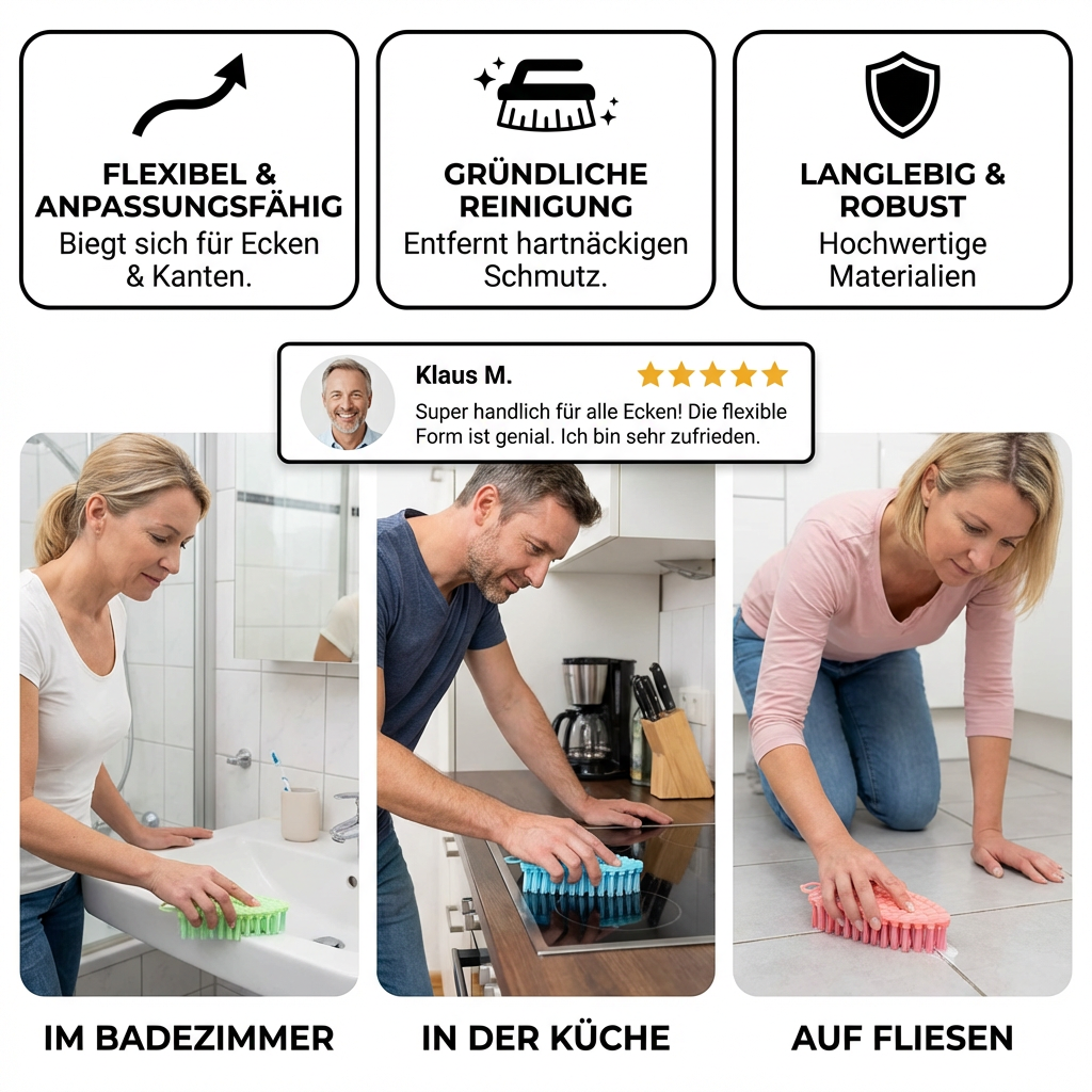 Flexible Reinigungsbürste für Küche, Bad & Fliesen - Detailansicht 3 | BEST-AMBIENCE