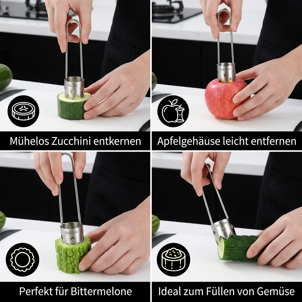 Obstentkerter Edelstahl – Kerne entfernen Obst & Gemüse - Detailansicht 5 | BEST-AMBIENCE
