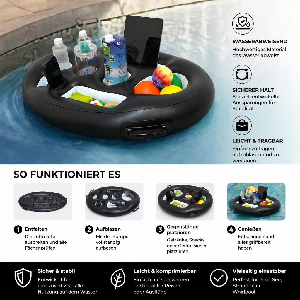 Aufblasbares Tablett für Getränke & Snacks – Pool - Detailansicht 2 | BEST-AMBIENCE