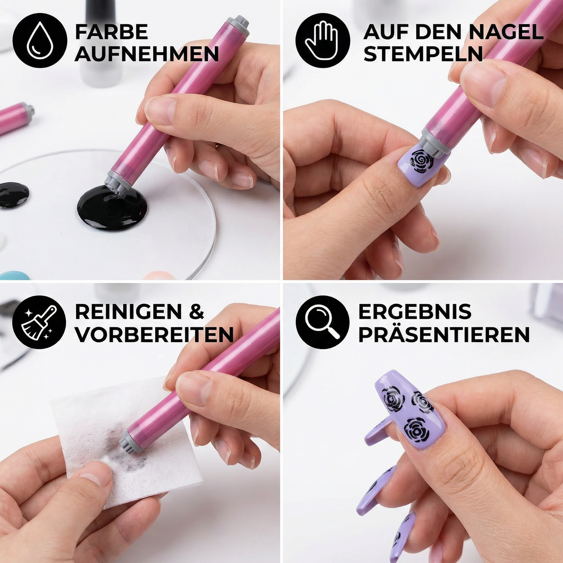 Nagel-Stempel Set Blumen Maniküre DIY Nageldesign - Detailansicht 4 | BEST-AMBIENCE