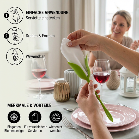 Serviettenfalter Blumen 6er Set – Edle Tischdekoration - Detailansicht 2 | BEST-AMBIENCE