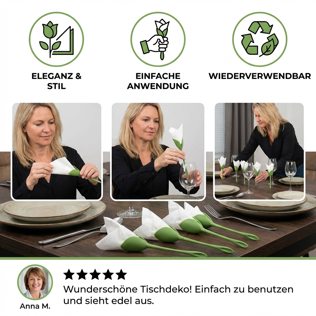 Serviettenfalter Blumen 6er Set – Edle Tischdekoration - Detailansicht 3 | BEST-AMBIENCE