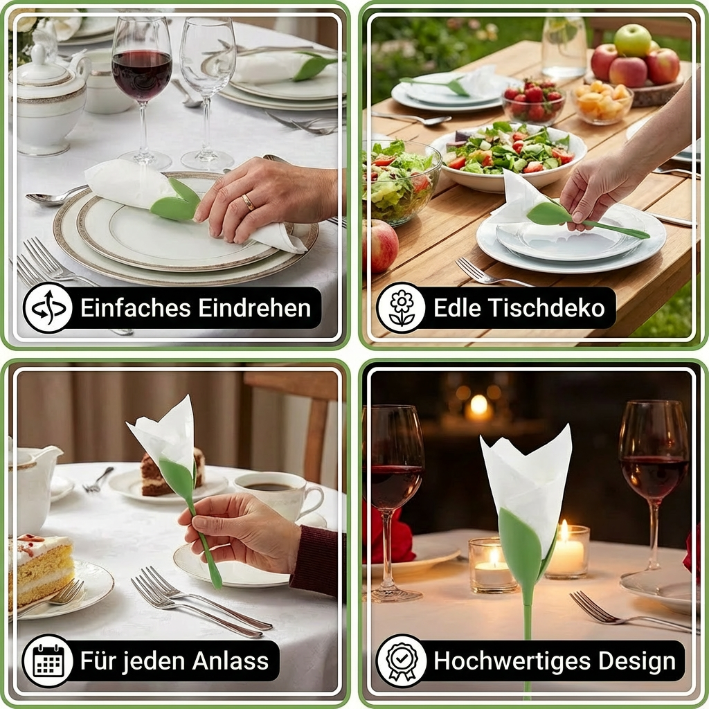 Serviettenfalter Blumen 6er Set – Edle Tischdekoration - Detailansicht 4 | BEST-AMBIENCE