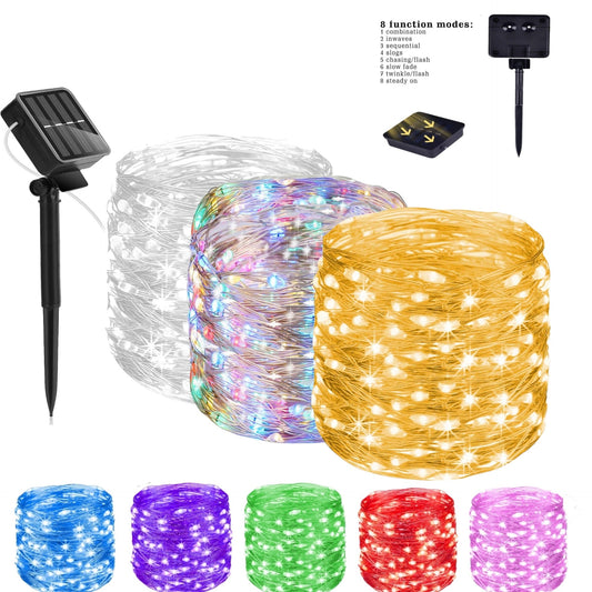 Solar-Lichterkette wasserfest – LED Gartenbeleuchtung mit warmweißem Licht & Solarbetrieb