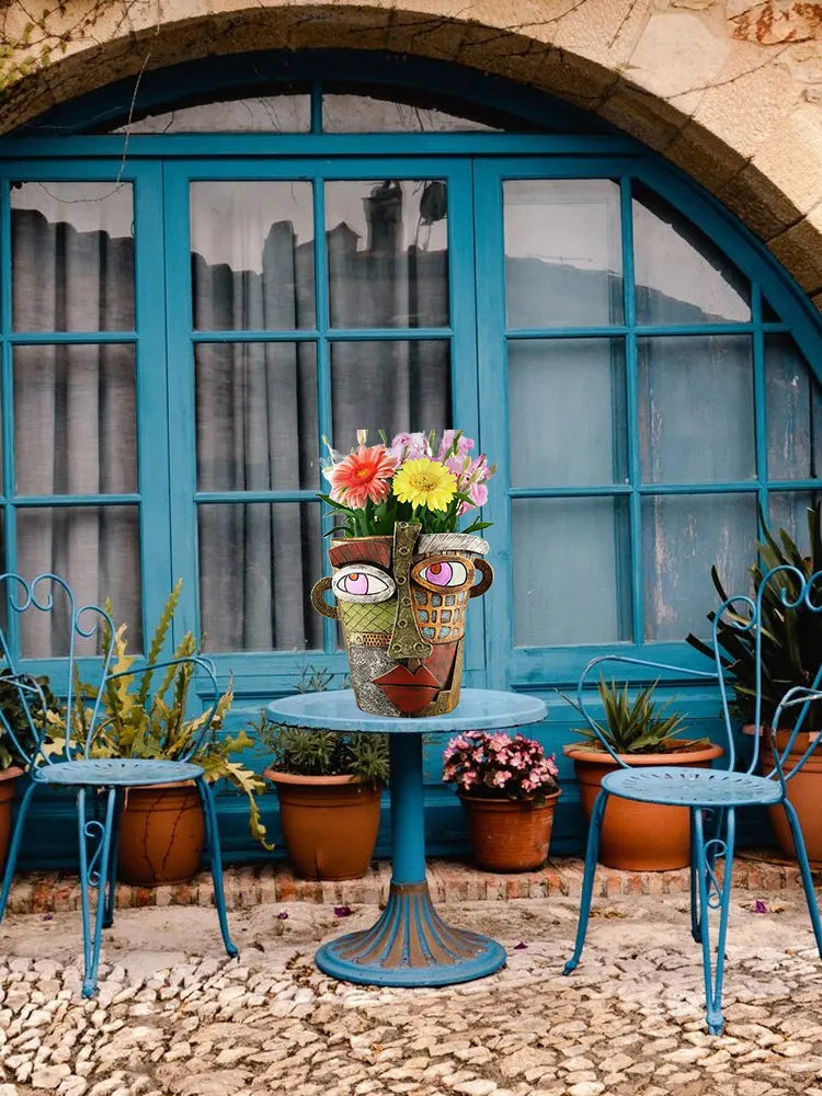 Gesichts-Blumentopf bunt – Kreative Deko Garten & Haus – Detailansicht 10 | BEST-AMBIENCE