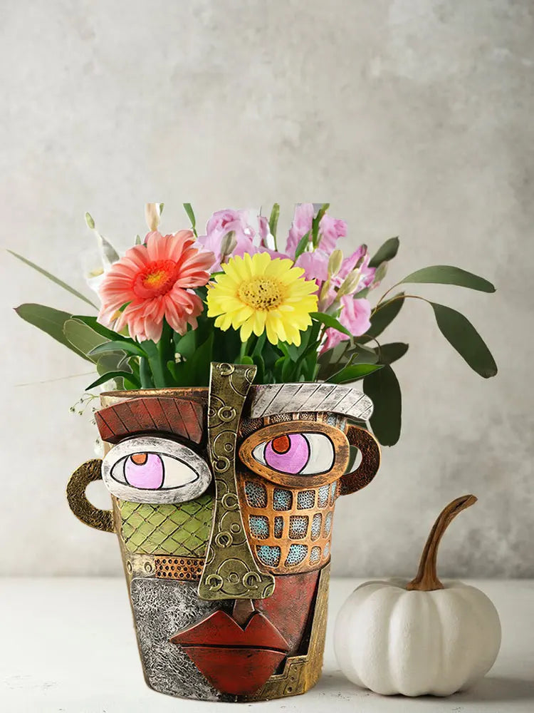 Gesichts-Blumentopf bunt – Kreative Deko Garten & Haus – Detailansicht 9 | BEST-AMBIENCE