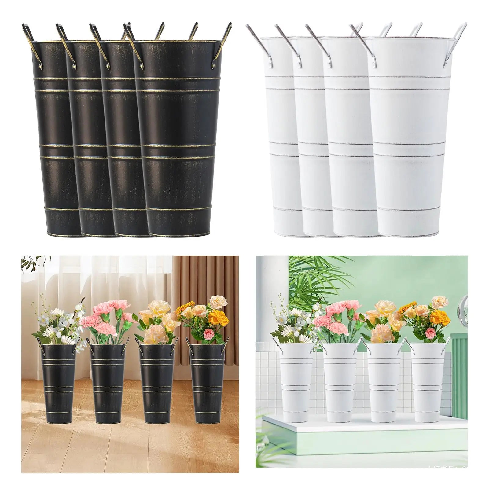 Metallblumentopf Vintage mit Griffen – Retro Dekoeimer – Detailansicht 13 | BEST-AMBIENCE