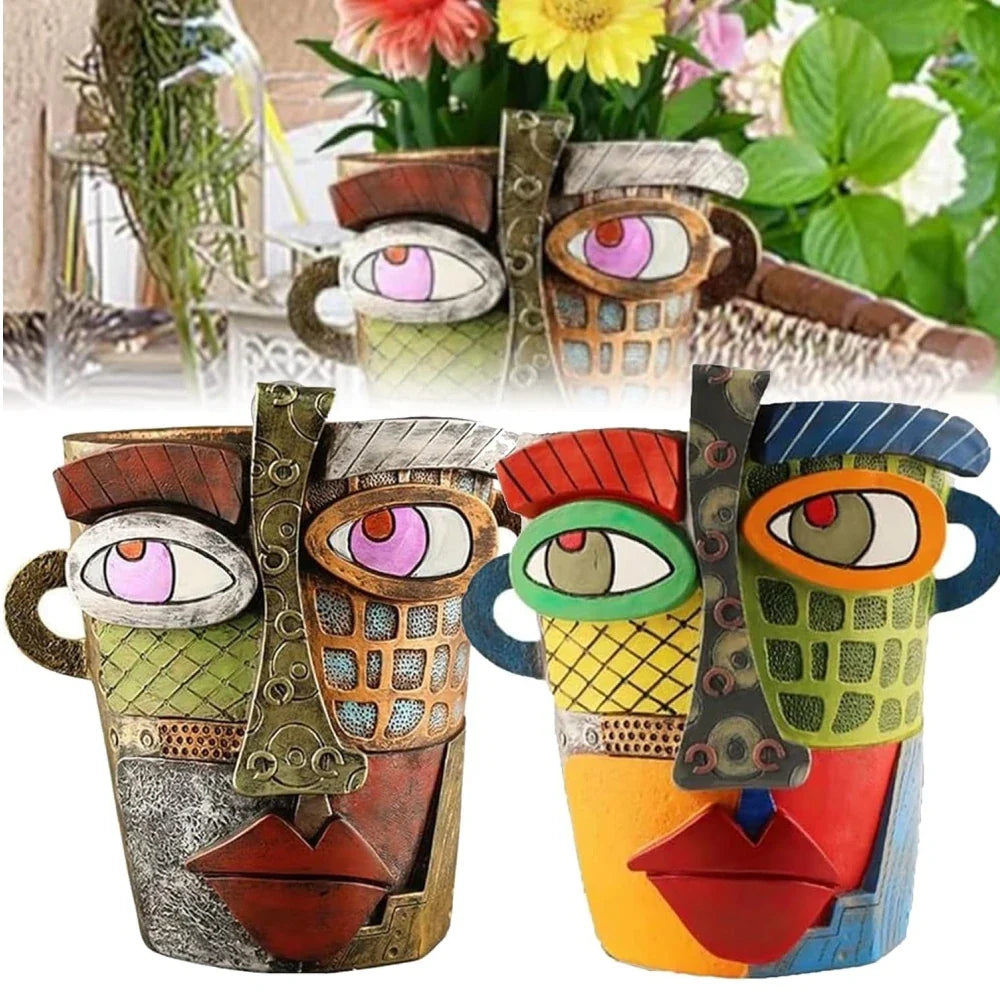 Gesichts-Blumentopf bunt – Kreative Deko Garten & Haus – Detailansicht 12 | BEST-AMBIENCE