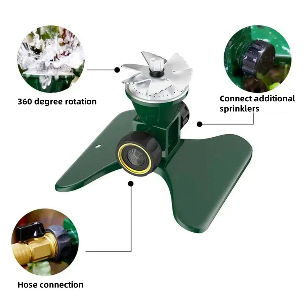 Metall Rasensprinkler 360° rotierend – Gartenbewässerung – Detailansicht 11 | BEST-AMBIENCE