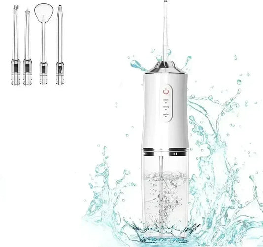 Kabelloser Wasserzahnreiniger – Tragbare Munddusche mit 4 Düsen & USB-Ladung